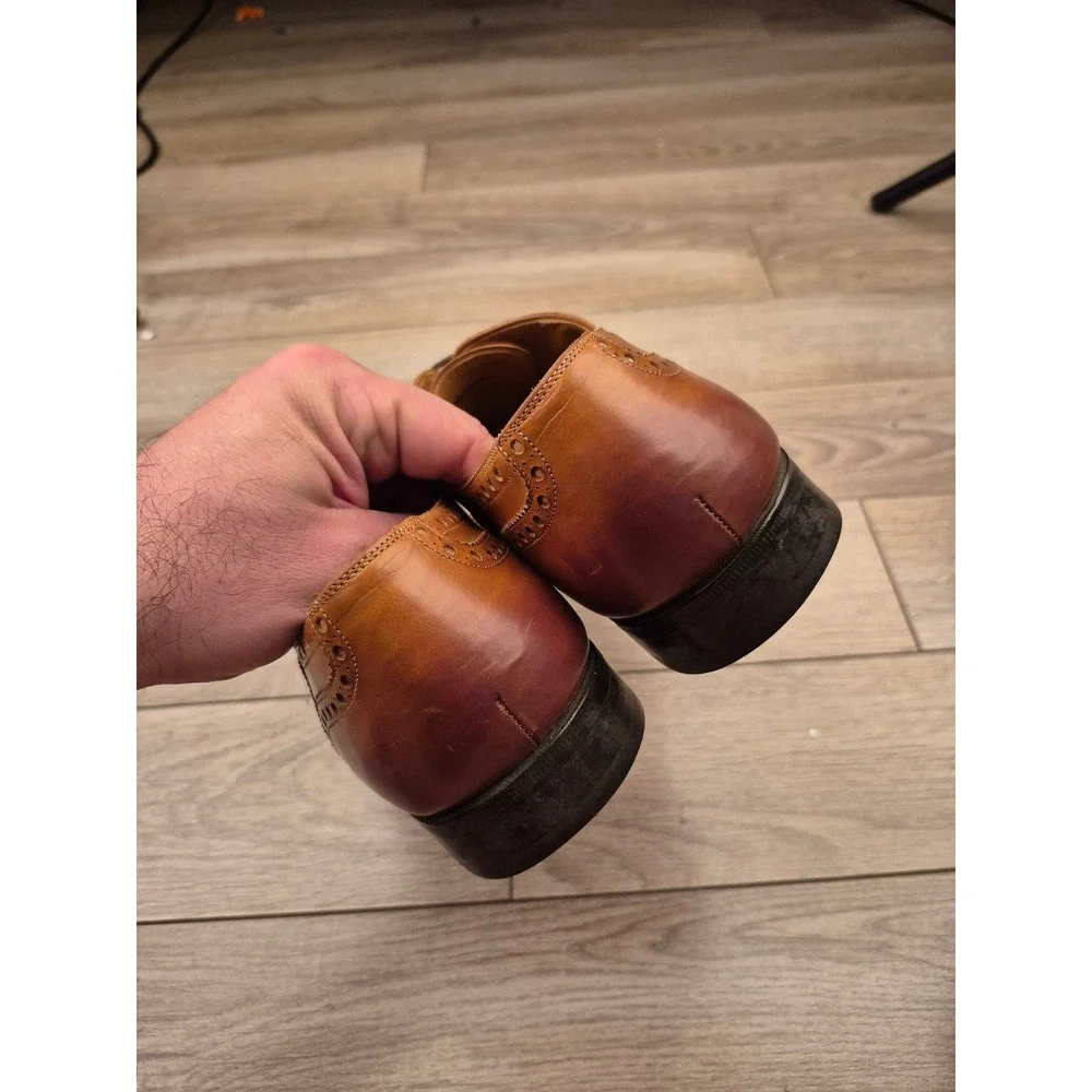 Magnanni Mens Cognac Leather Brogue Cap‎ Toe Oxford Dress Shoes 19399 Size 9.5 M